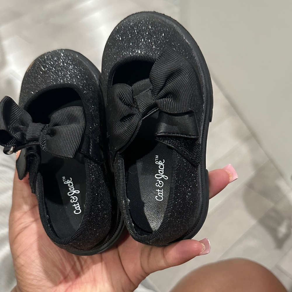 Cat & Jack Black Sparkle Dress Shoes